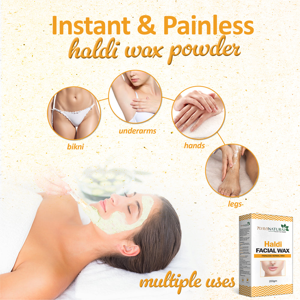 Herbal Haldi Facial Wax Powder 200G | Turmeric Facial Wax Powder | 7Days Natural