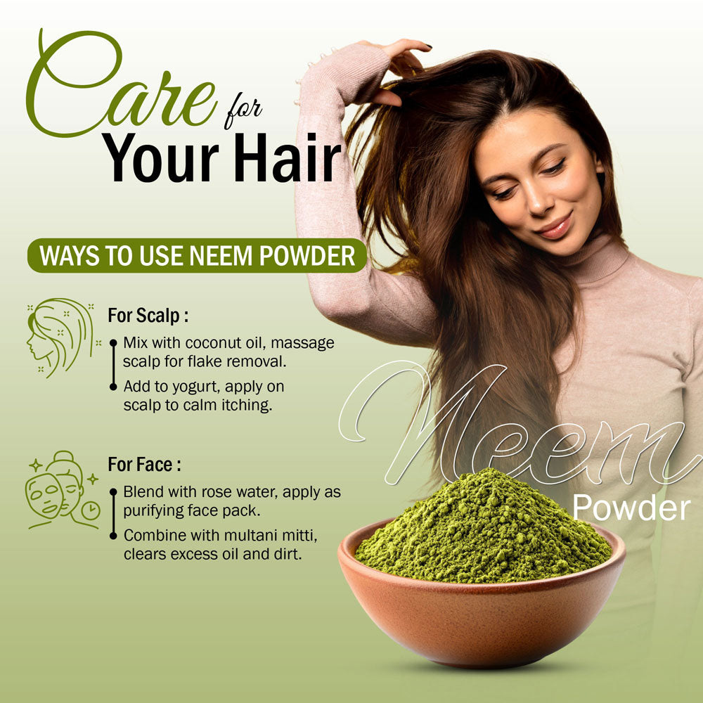 7Days Natural 100% Pure Neem Leaves Powder 200 Grams (Sun Dried & Stemless) for Face, Skin, Hair Growth Pack