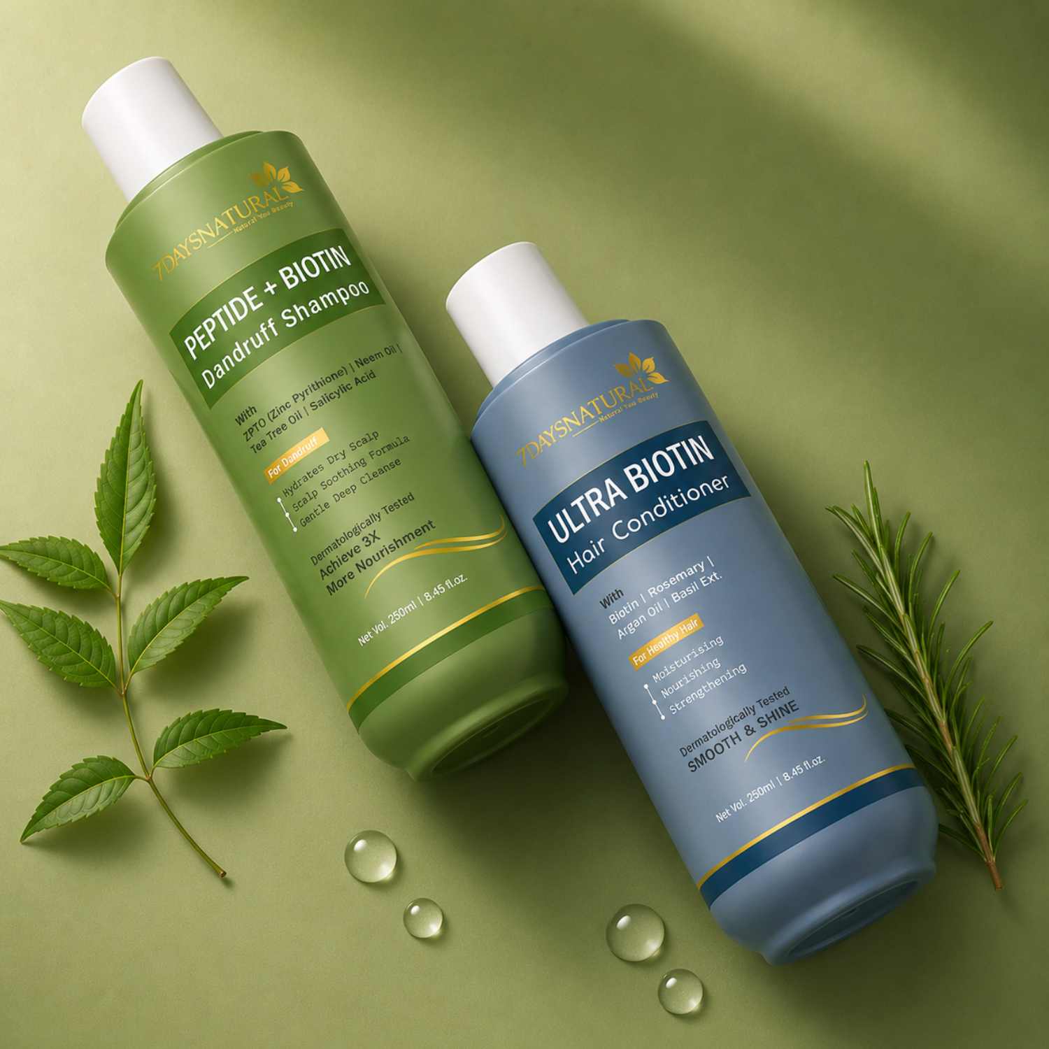 Peptide + Biotin Anti-Dandruff Shampoo & Conditioner | 7DaysNatural - 7DaysNatural