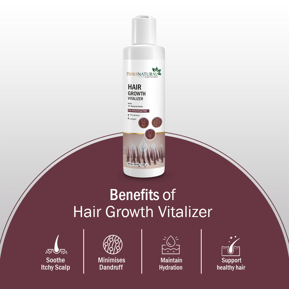7Days Natural hair growth vitalizer, Boost hair growth, Prevents hair fall, Delays Hair Greying- 100 ml