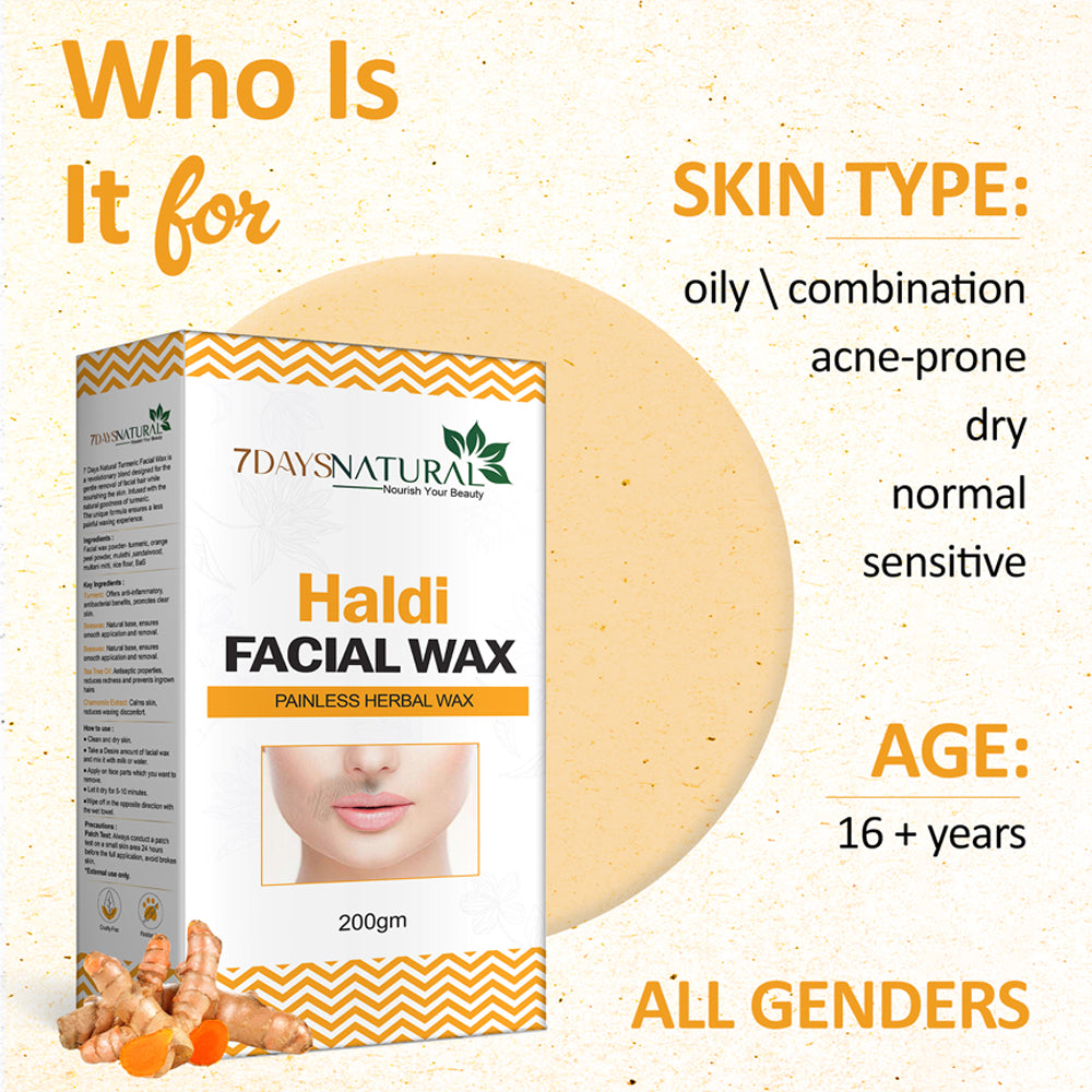Herbal Haldi Facial Wax Powder 200G | Turmeric Facial Wax Powder | 7Days Natural