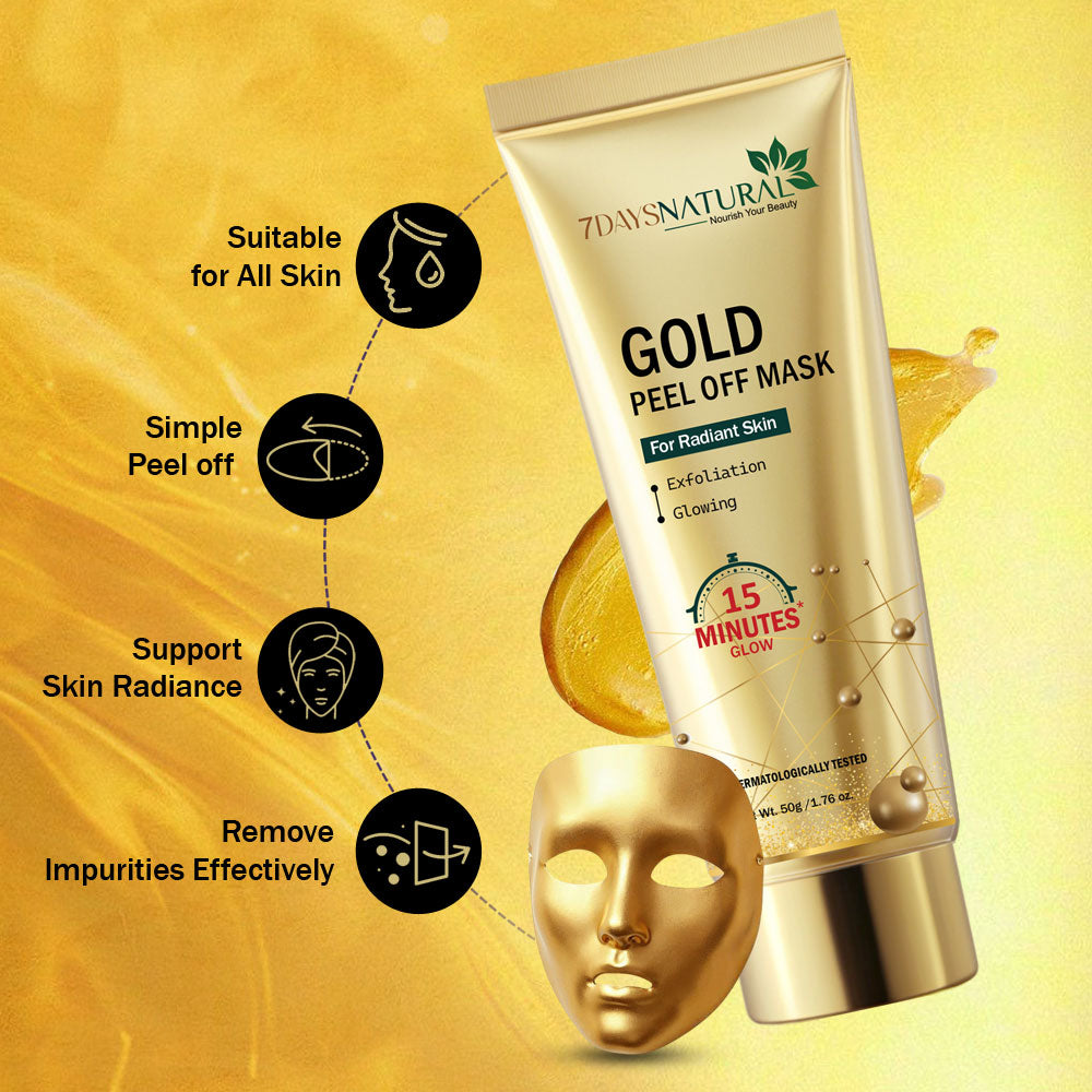 7DAYS NATURAL Golden Gold Peel Off Mask For Skin Men & Women - 50GM