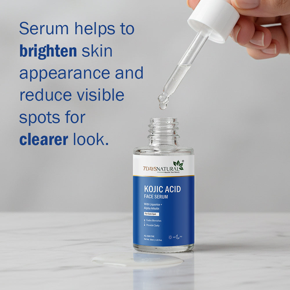 7DAYSNATURAL 2% Kojic Acid Face Serum – Reduces Hyperpigmentation, Acne Marks & Uneven Tone – All Skin Types-30 ML