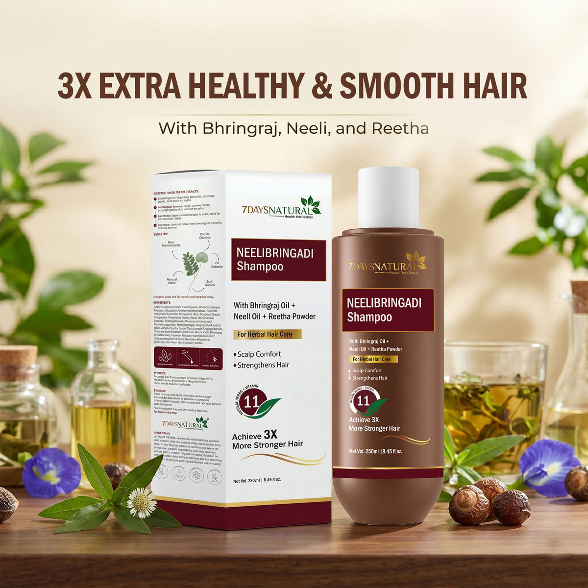 Neelibringadi Shampoo with Bhringraj & Reetha  7Daysnatural - 7DaysNatural