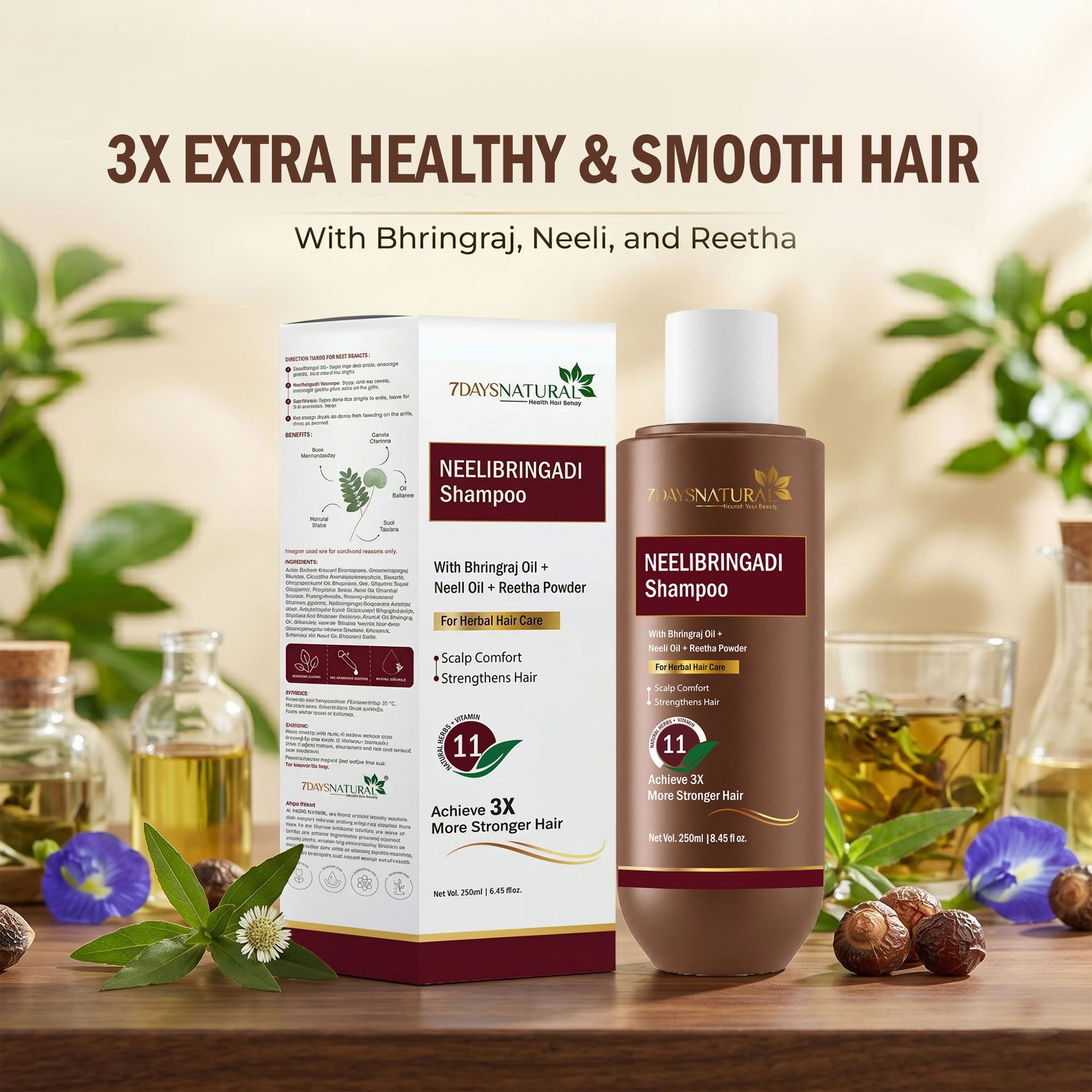 Neelibringadi Shampoo with Bhringraj & Reetha  7Daysnatural - 7DaysNatural