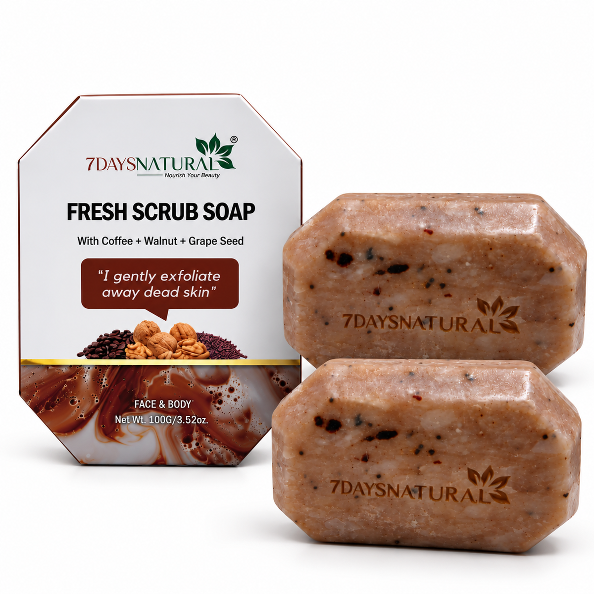 Fresh Scrub Soap Pack of 2 | Coffee, Walnut & Grape Seed