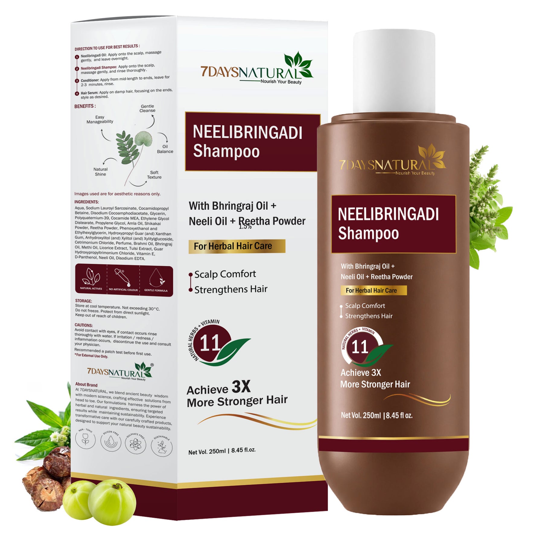 Natural  Neelibringadi Shampoo  with Bhringraj & Reetha  7Daysnatural 