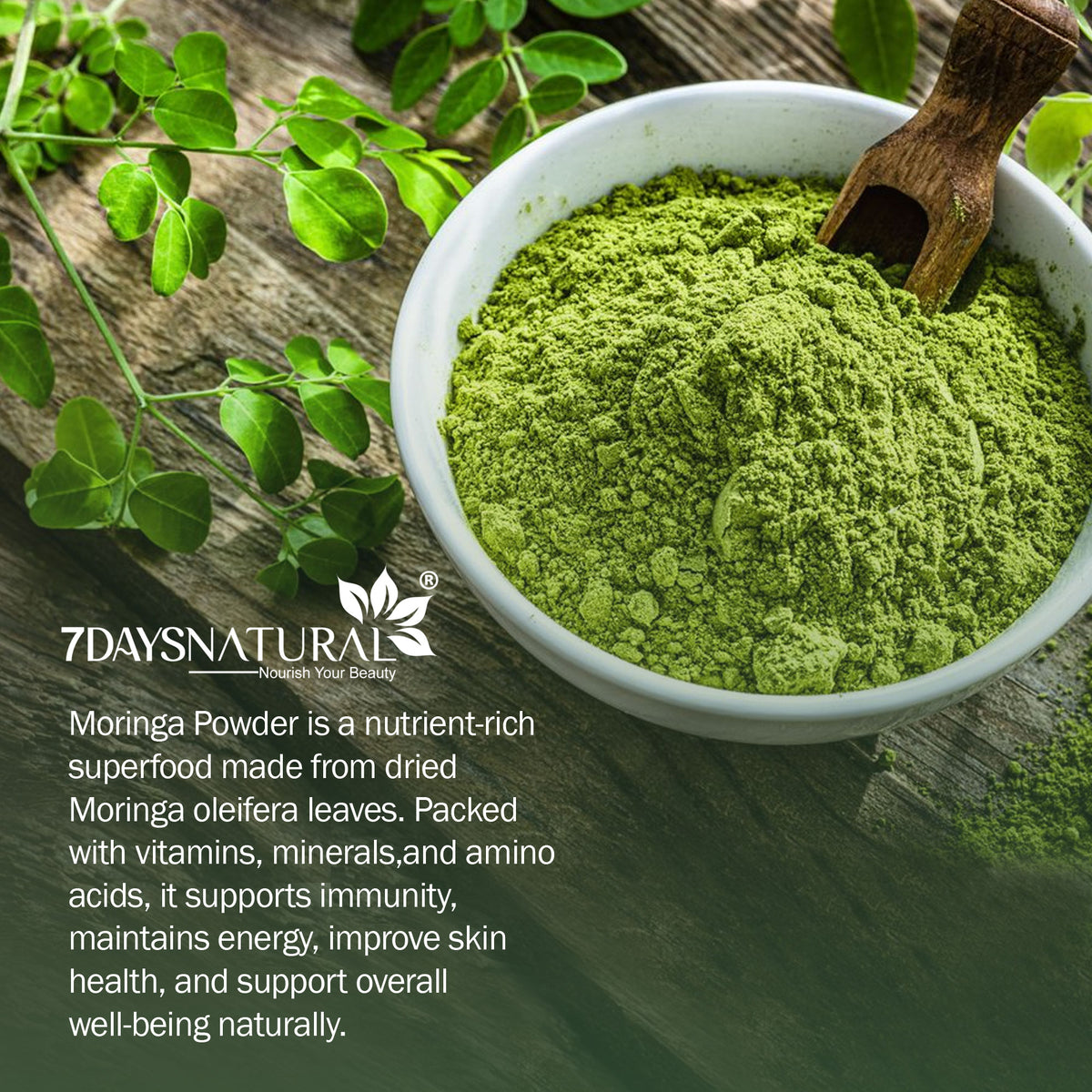 Natural moringa powder for hair care and DIY use