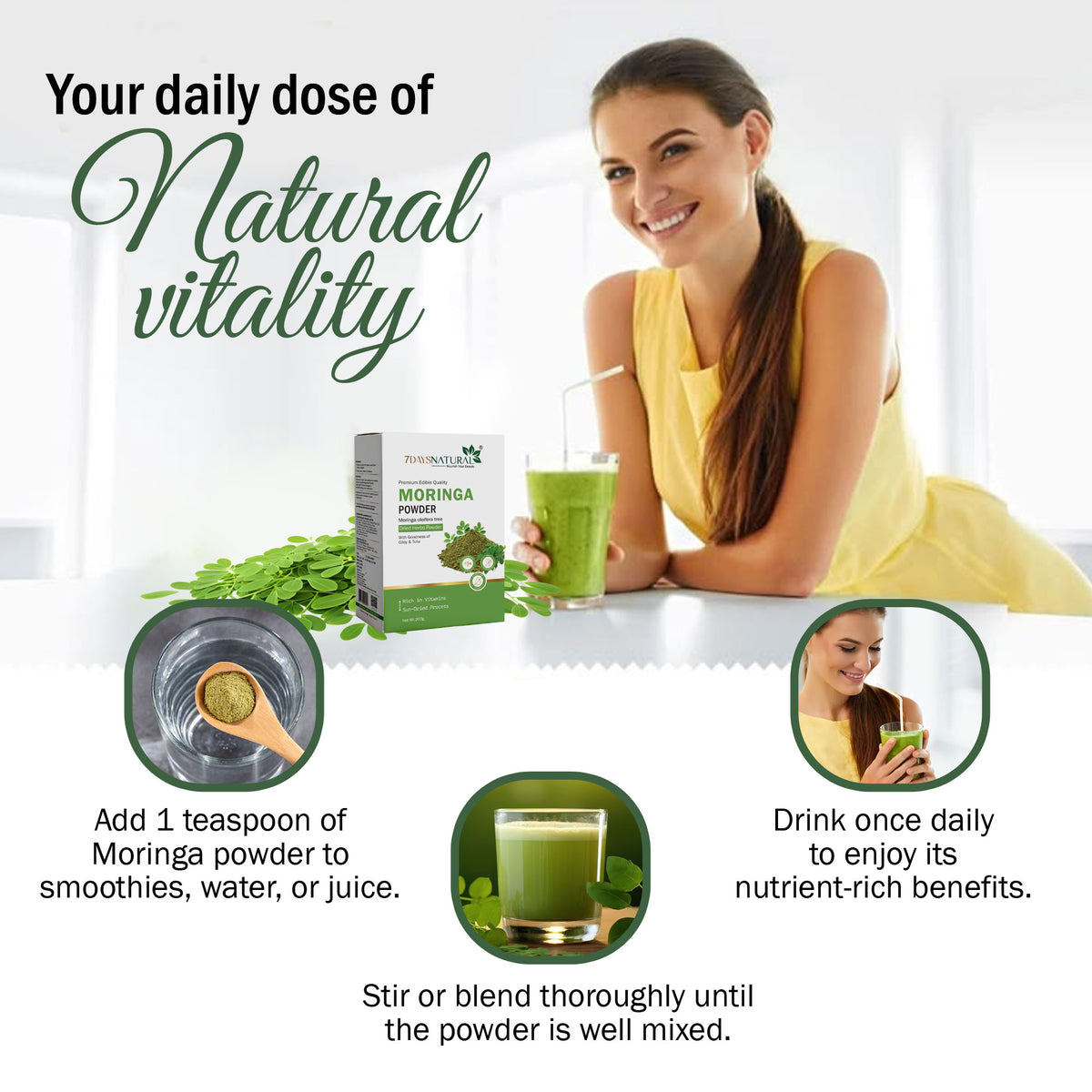 Natural moringa powder for skin care