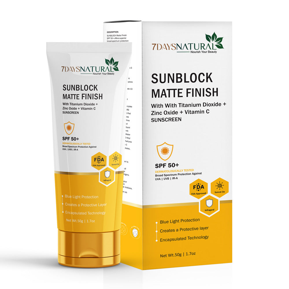Sunblock Matte Finish SPF 50+ Sunscreen | 7DaysNatural 