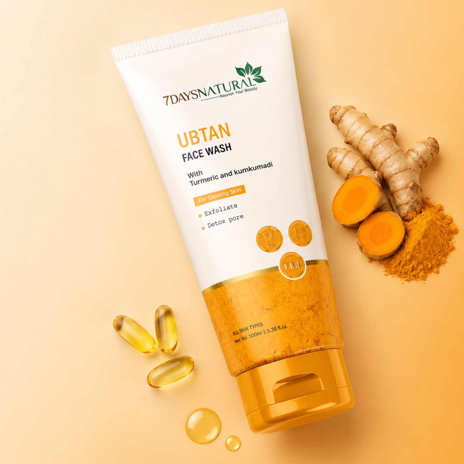 Ubtan Face Wash with Turmeric & Kumkumadi Oil | 7DaysNatural - 7DaysNatural