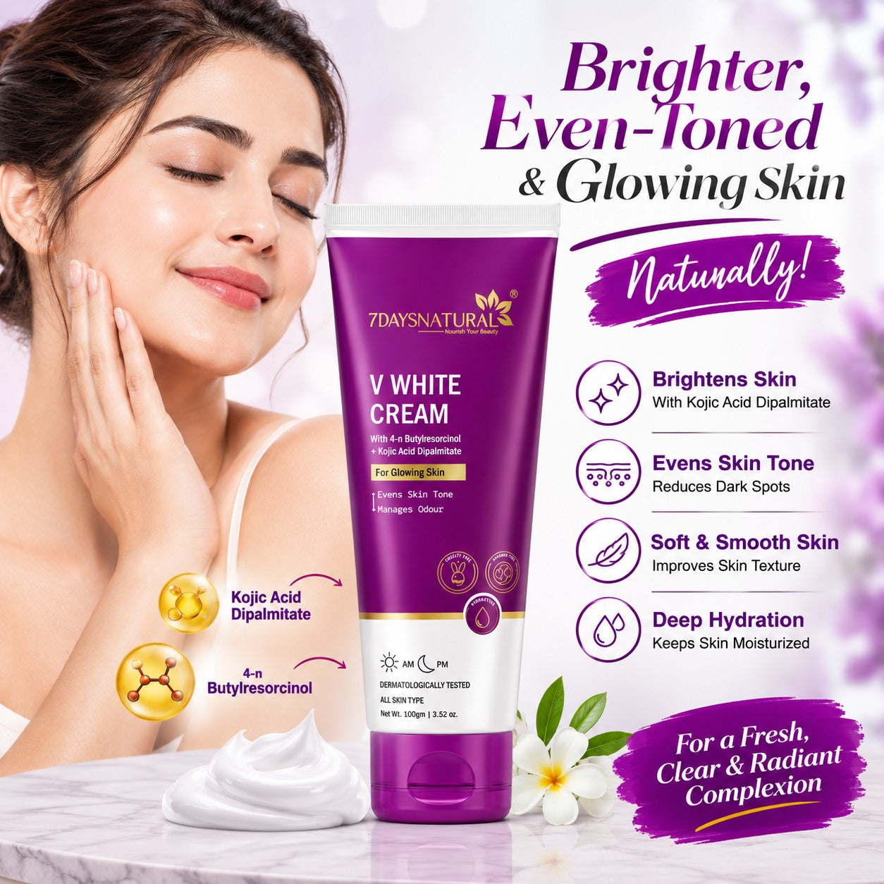 V-White Brightening Cream for Even Skin Tone | 7DaysNatural